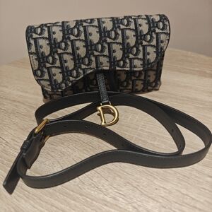 Christian Dior Saddle Belt Pouch Blue Dior Oblique Jacquard